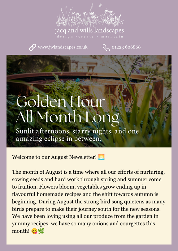August Newsletter JWL April